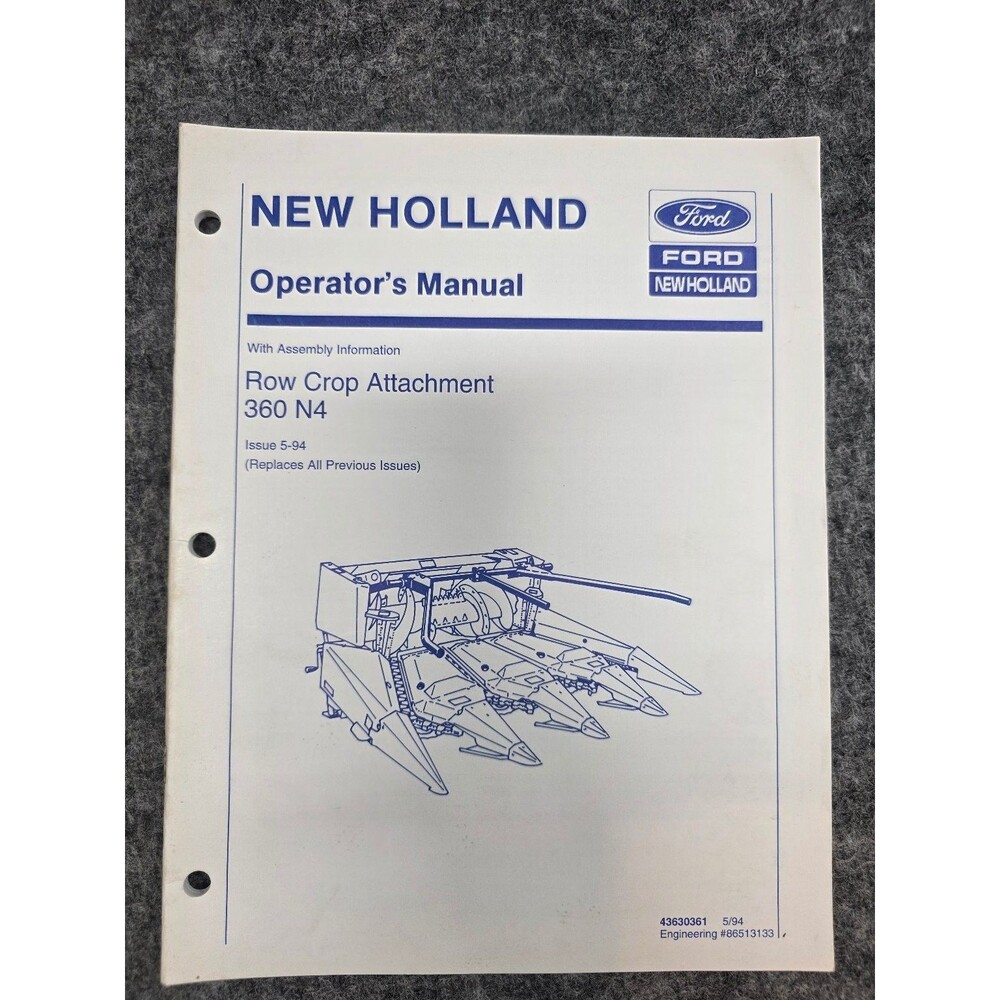 New Holland 360 N4 Row Crop Attachment Operator's Manual 5-94